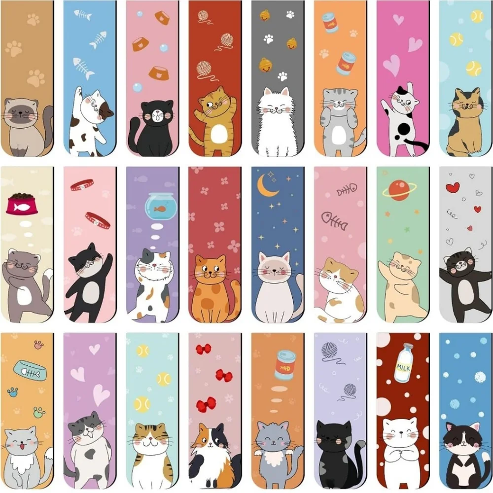 48 Cat Shaped Magnetic Bookmark Set - Multicolor. NWT